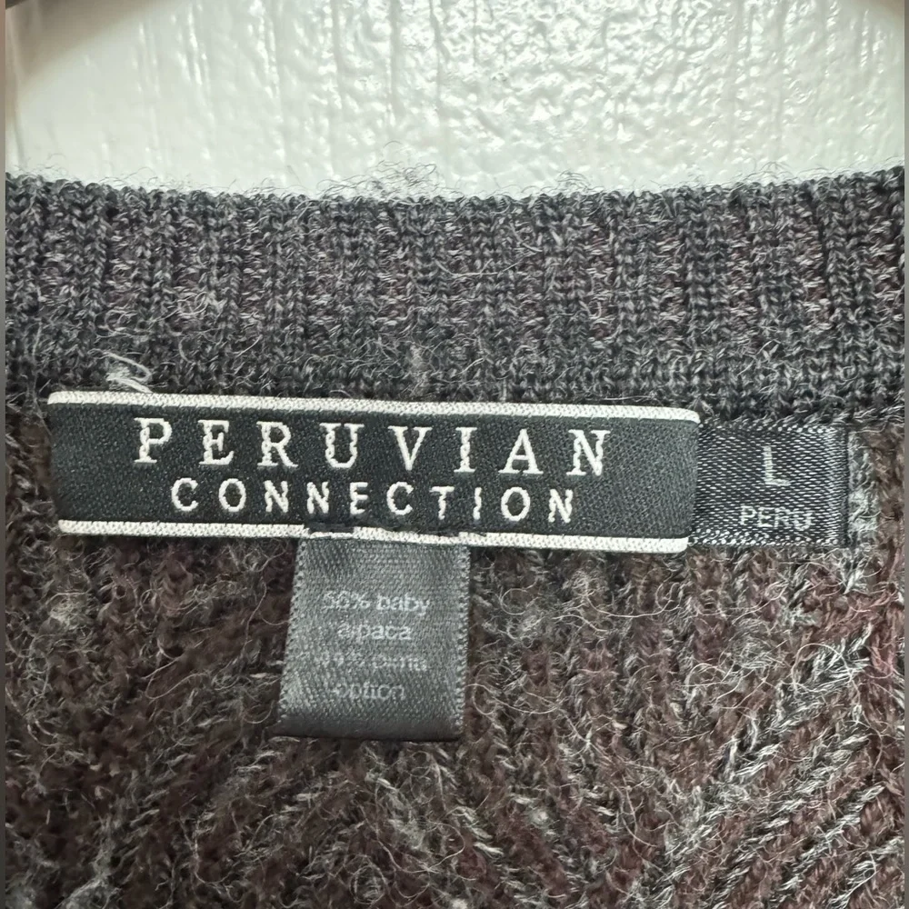Peruvian Connection Alpaca Wool Sweater Vest V-Neck Size L Peru